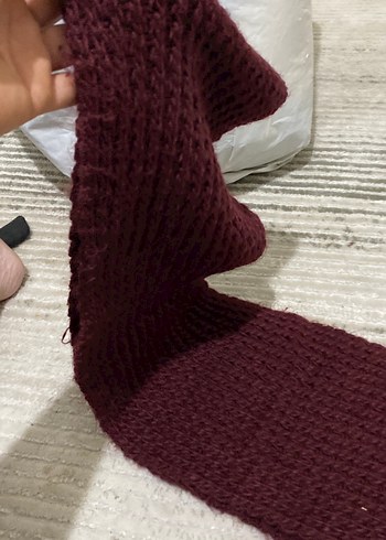  Beden Bordo Örgü Kadın atkı