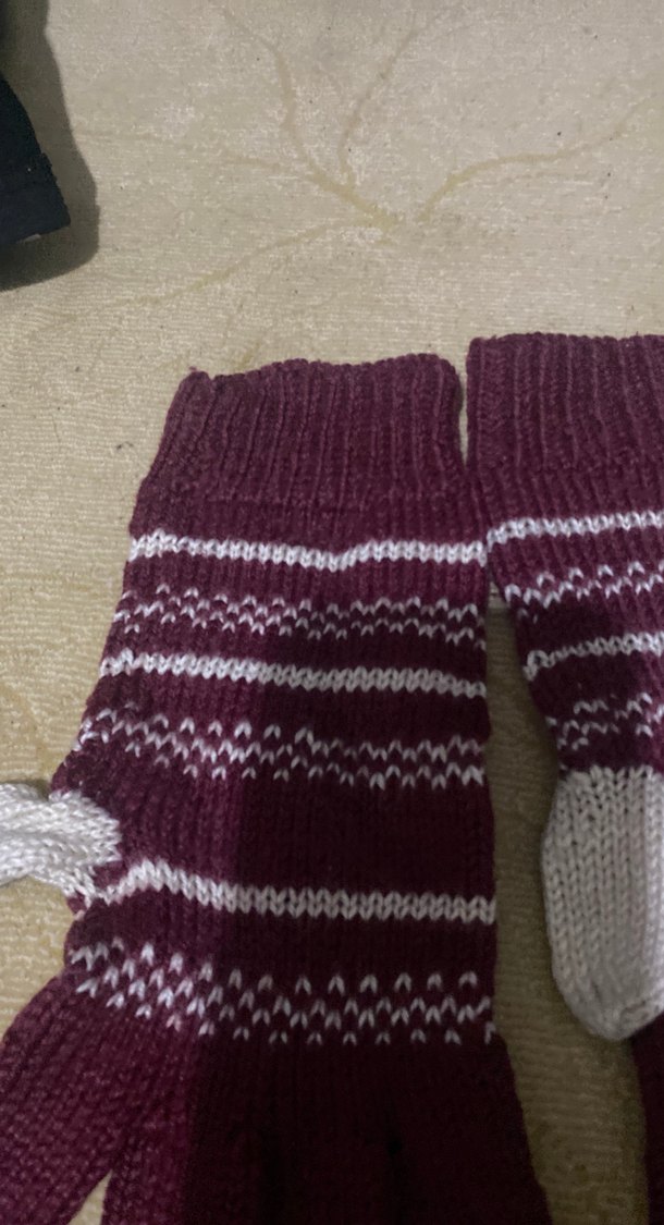 Bordo Örgü Kız Eldiveni - Görsel 2