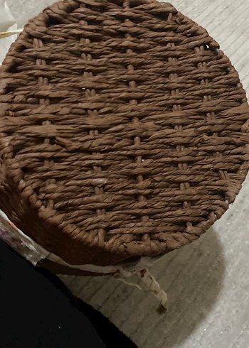 Pastel desenli kahverengi hasır ekmek sepeti - Görsel 4