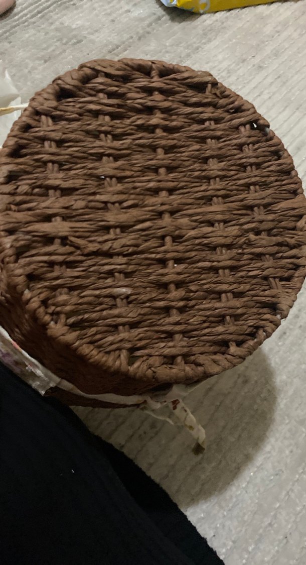 Pastel desenli kahverengi hasır ekmek sepeti - Görsel 4