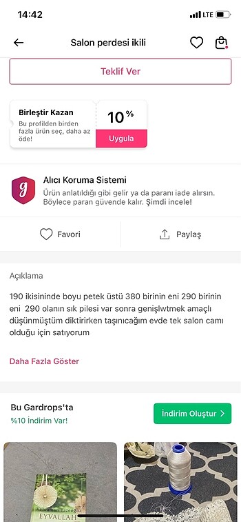  Beden beyaz Renk İki adet tül perde