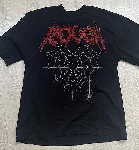 Rhinestone spider örümcek ağ tshirt