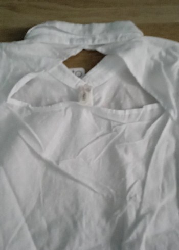 Düğmeli Kolsuz beyaz Keten Gömlek - Görsel 3