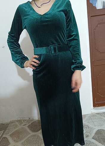 Simli Kadife kumaş abiye