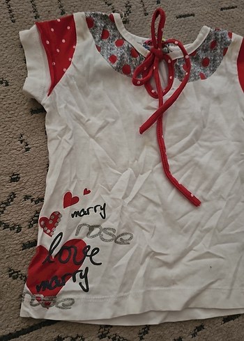 Kız Çocuk Beyaz Renkli Dantelli Tişört - Görsel 2