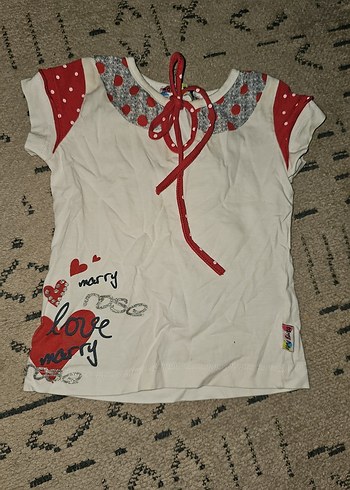 Kız Çocuk Beyaz Renkli Dantelli Tişört - Görsel 3