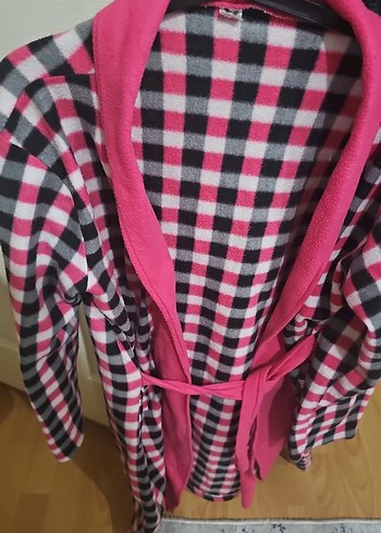 Pembe Ekose Desenli Kadın sabahlık - Görsel 2