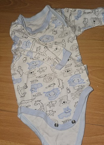 Uzun Kollu Mavi Baskılı Bebek Çıtçıtlı Body - Görsel 4