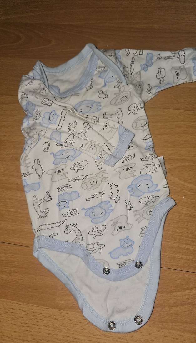 Uzun Kollu Mavi Baskılı Bebek Çıtçıtlı Body - Görsel 4