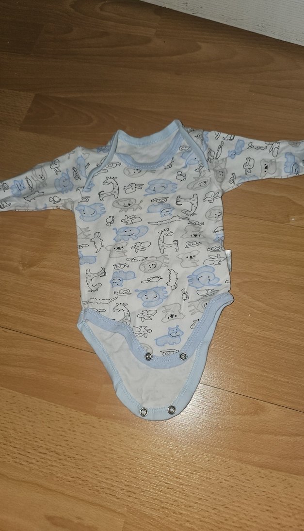 Uzun Kollu Mavi Baskılı Bebek Çıtçıtlı Body - Görsel 3