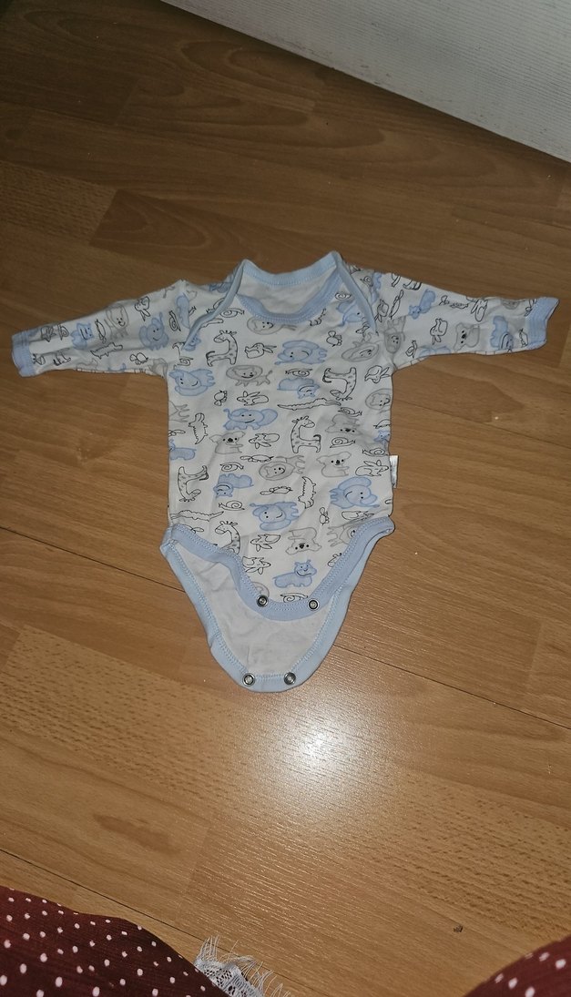 Uzun Kollu Mavi Baskılı Bebek Çıtçıtlı Body - Görsel 2