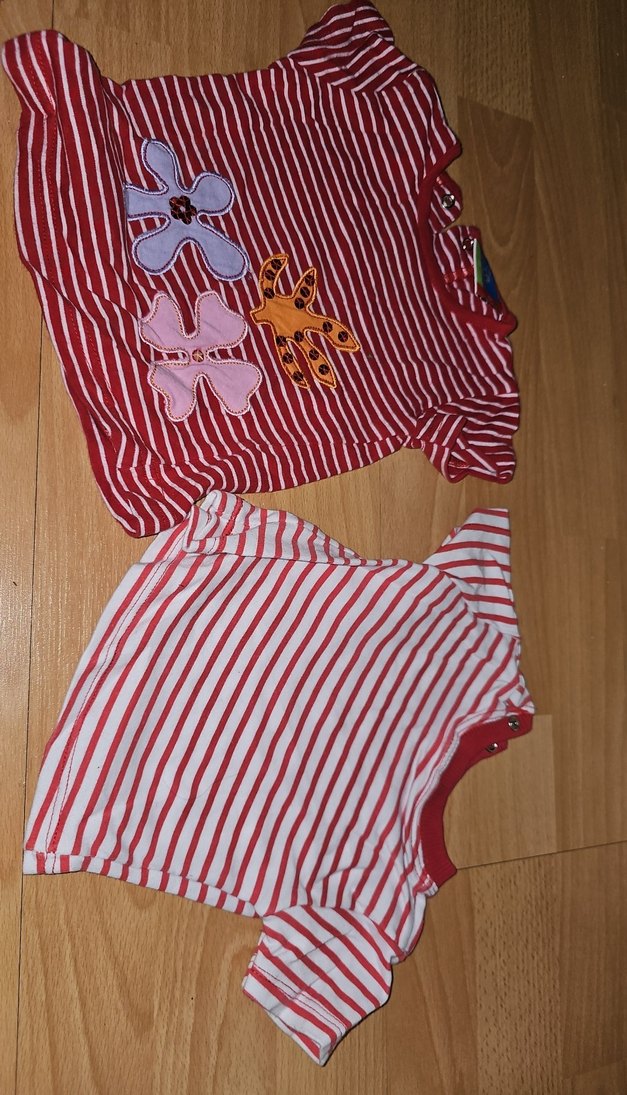 Kız Çocuk Renkli Çizgili Kısa Kollu Tişört - Görsel 3