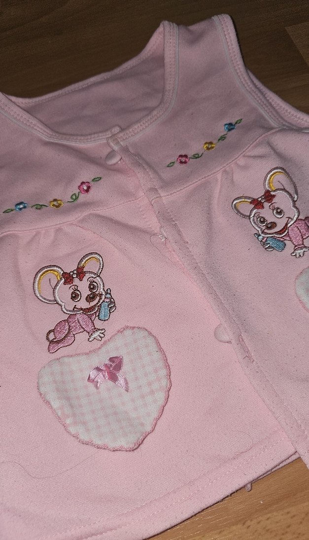 Kız Çocuk Pembe Nakışlı Düğmeli Yelek - Görsel 2