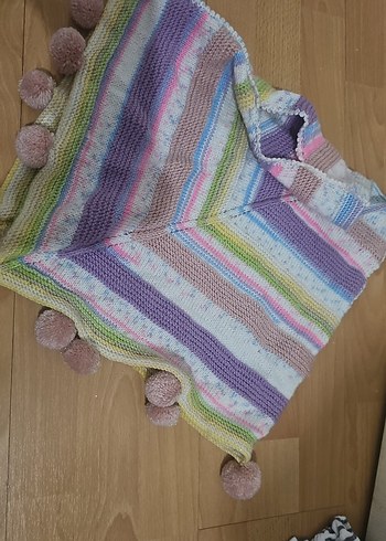 Çok Renkli Örgü Çocuk panço - Görsel 2