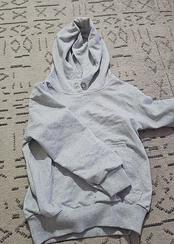 Gri Kapüşonlu Kadın Sweatshirt - Görsel 2