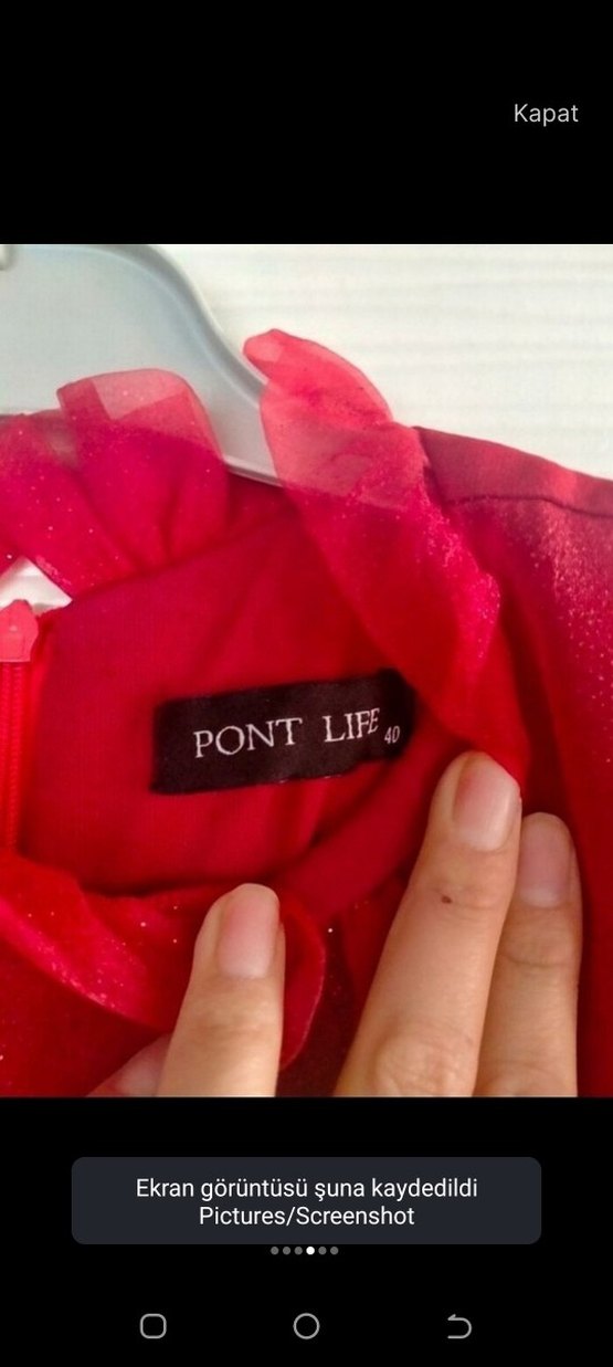 Uzun Kollu Klasik Kırmızı Vintage Abiye - Görsel 3