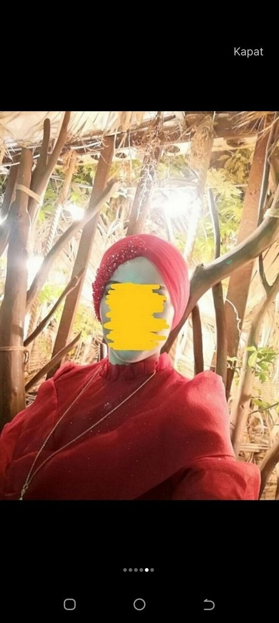 Uzun Kollu Klasik Kırmızı Vintage Abiye - Görsel 2