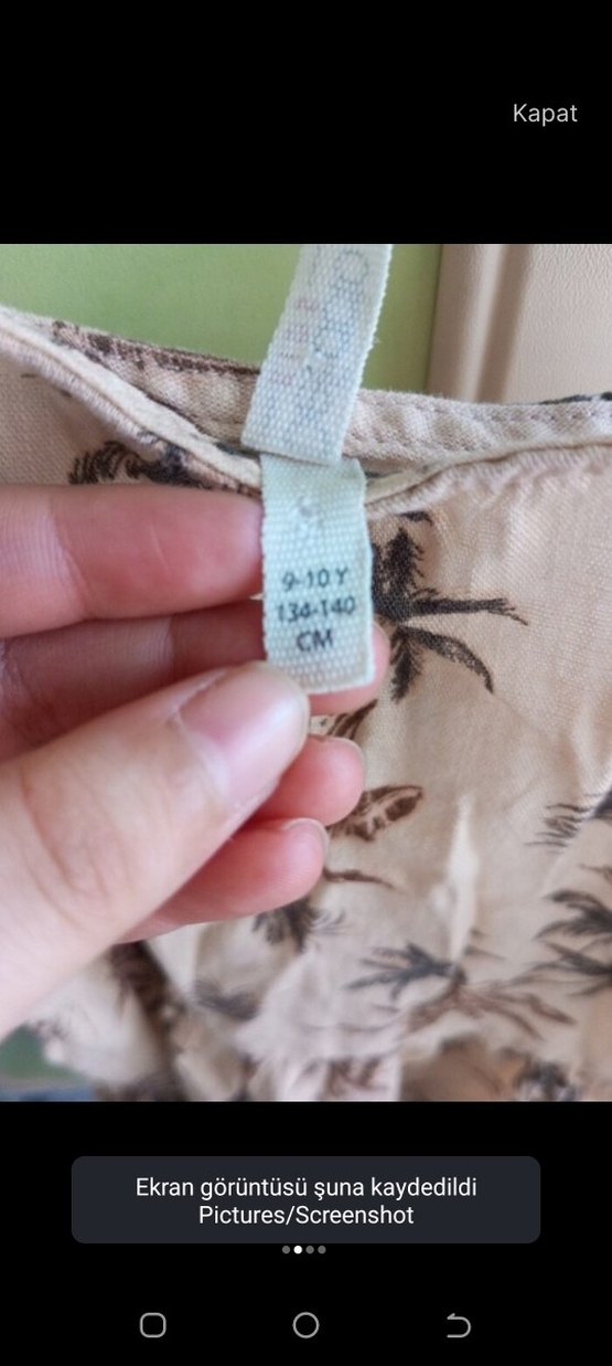 Kız Çocuk Bej Bohem Askılı Elbise - Görsel 3