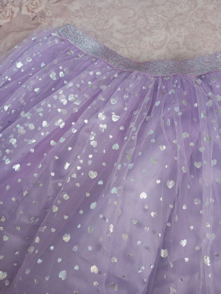 Mor Simli Nakışlı Rahat Kesim Kız Etek - Görsel 3