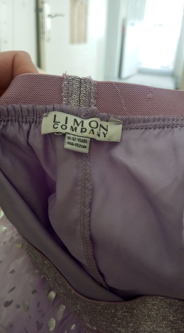 Mor Simli Nakışlı Rahat Kesim Kız Etek - Görsel 4