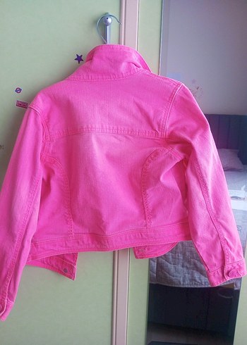 Düğmeli Pembe Kız Ceketi - Görsel 3