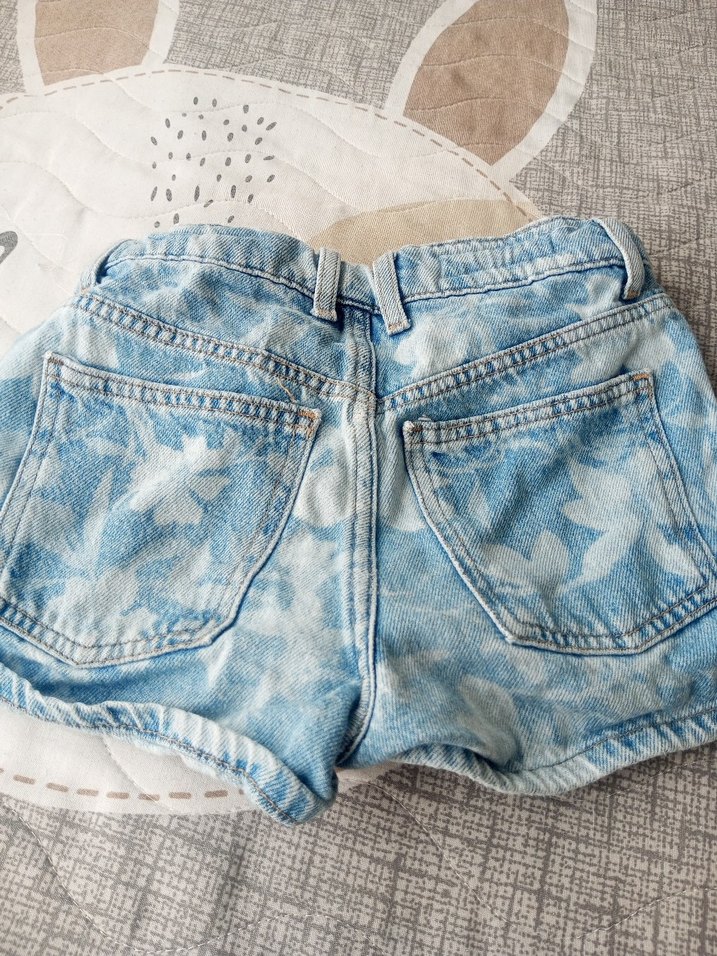 Mavi Batik Desenli  çocuk Mini Kot Şort - Görsel 2