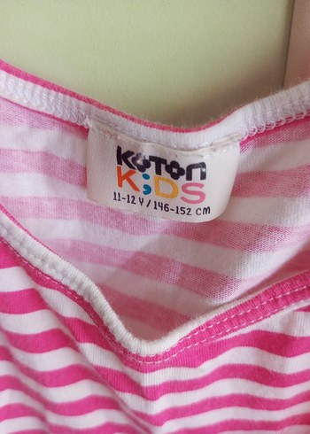 Kız Çocuk Pembe Çizgili Kolsuz Elbise - Görsel 2