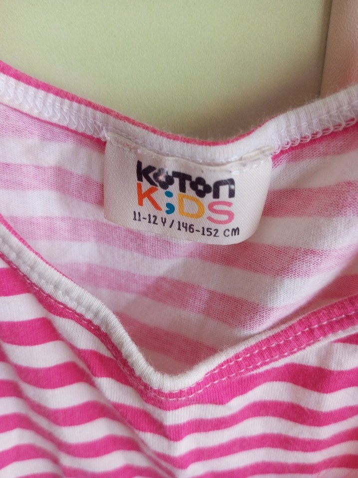 Kız Çocuk Pembe Çizgili Kolsuz Elbise - Görsel 2