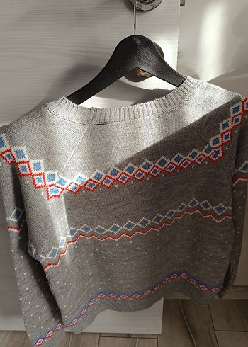 Gri Bisiklet Yaka Örgü Kadın Kazak - Görsel 2