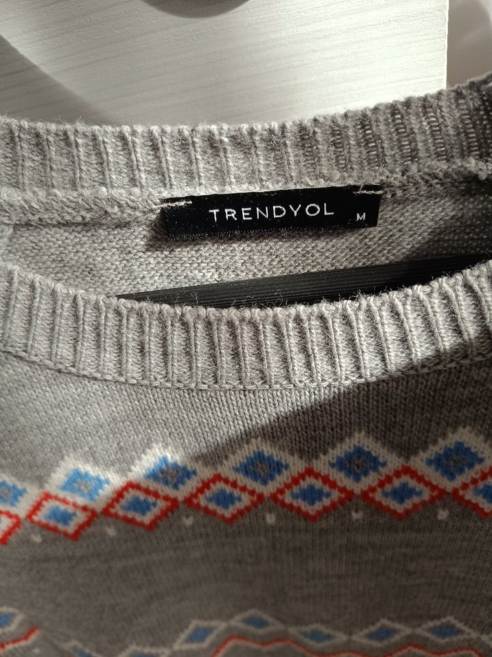 Gri Bisiklet Yaka Örgü Kadın Kazak - Görsel 3
