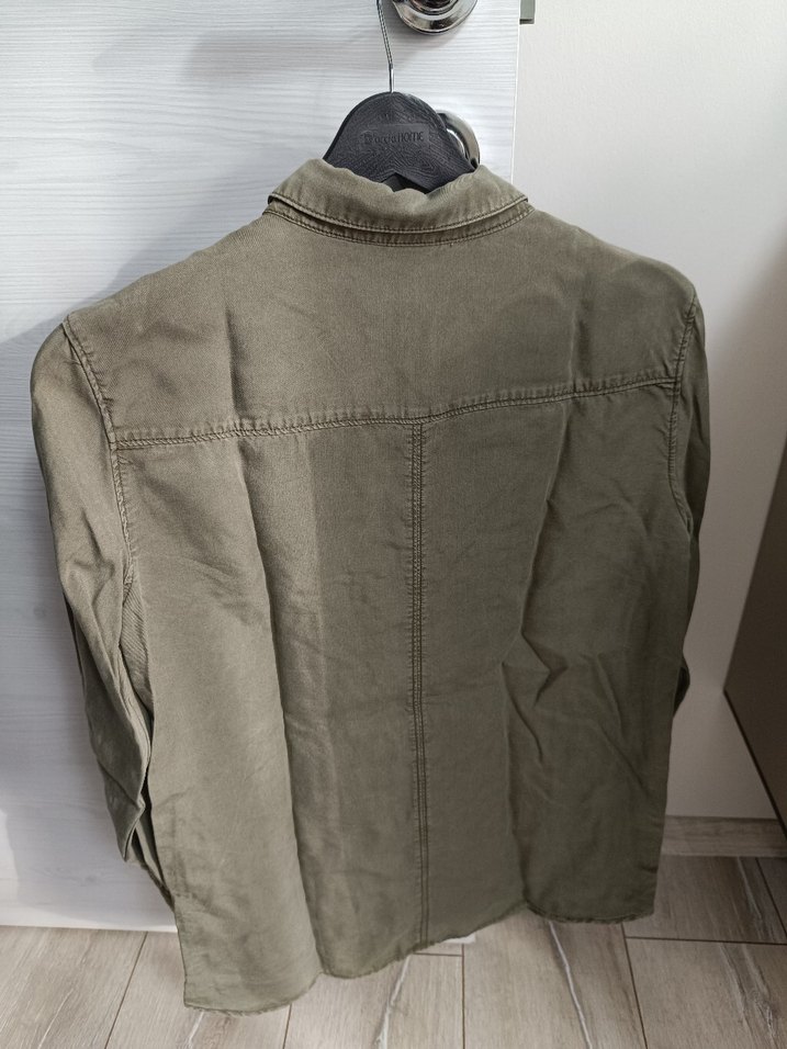 Kadın Haki Düğmeli Uzun Kollu Gömlek - Görsel 3