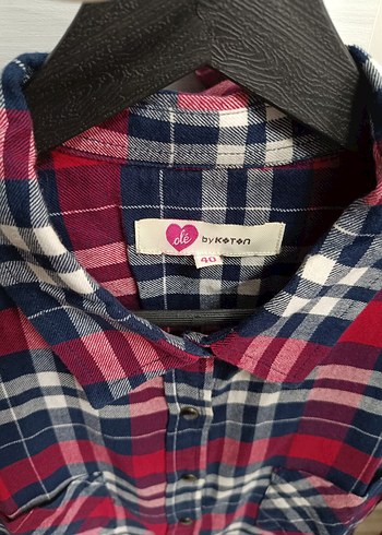 Düğmeli Uzun Kollu Kırmızı Ekose Gömlek - Görsel 2