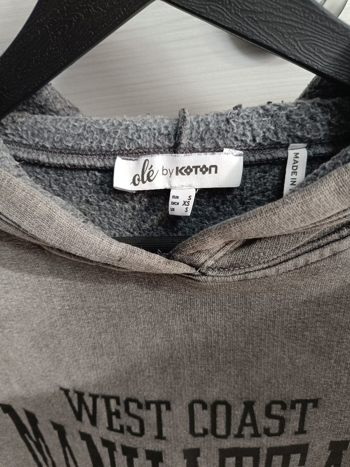 Gri Kapüşonlu Sweatshirt - Görsel 3