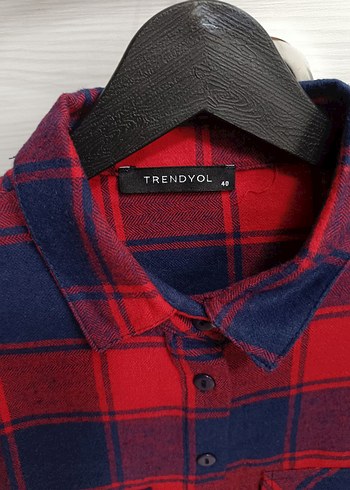 Kırmızı Ekoseli Uzun Kollu Kadın Gömlek - Görsel 2