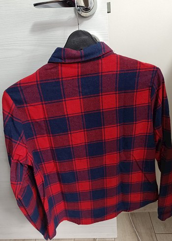 Kırmızı Ekoseli Uzun Kollu Kadın Gömlek - Görsel 3