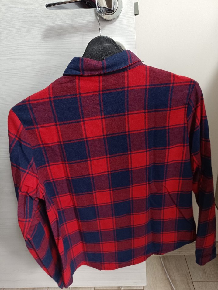 Kırmızı Ekoseli Uzun Kollu Kadın Gömlek - Görsel 3