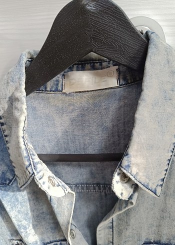 Kadın Mavi Denim Düğmeli Gömlek - Görsel 2