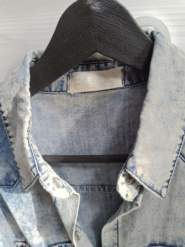 Kadın Mavi Denim Düğmeli Gömlek - Görsel 2