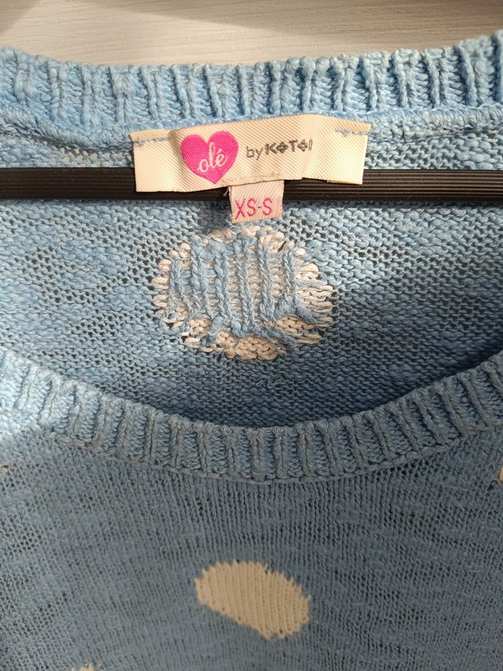 Mavi Puantiyeli Rahat Triko Kazak - Görsel 3