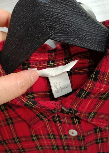 Kırmızı Ekose Uzun Kollu Kadın Gömlek - Görsel 2