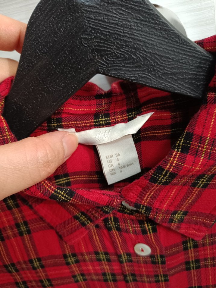 Kırmızı Ekose Uzun Kollu Kadın Gömlek - Görsel 2