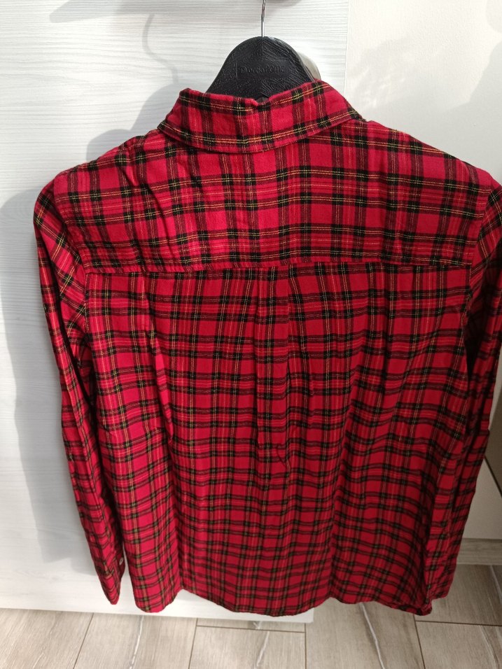 Kırmızı Ekose Uzun Kollu Kadın Gömlek - Görsel 3