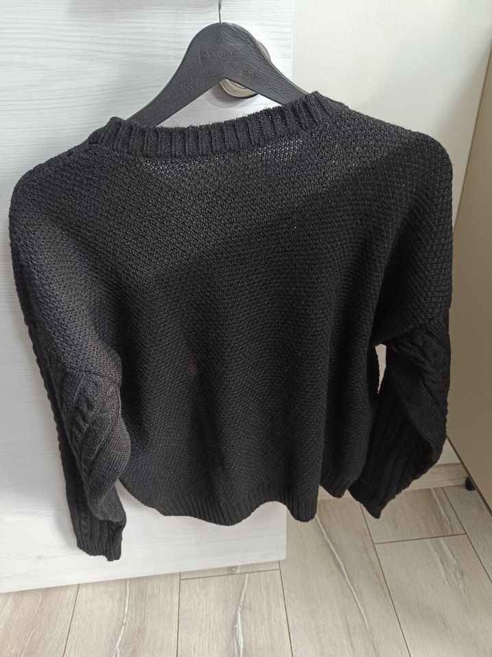 Siyah Örgü Kadın kazak - Görsel 2