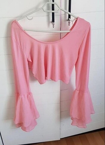 Pembe tül soft bluz