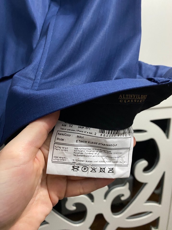 Erkek Koyu Mavi Düğmeli Takım Elbise - Görsel 5