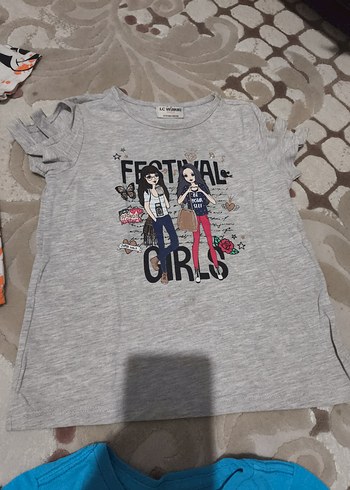 Kız Çocuk Renkli Baskılı Kısa Kollu Tişörtler - Görsel 3