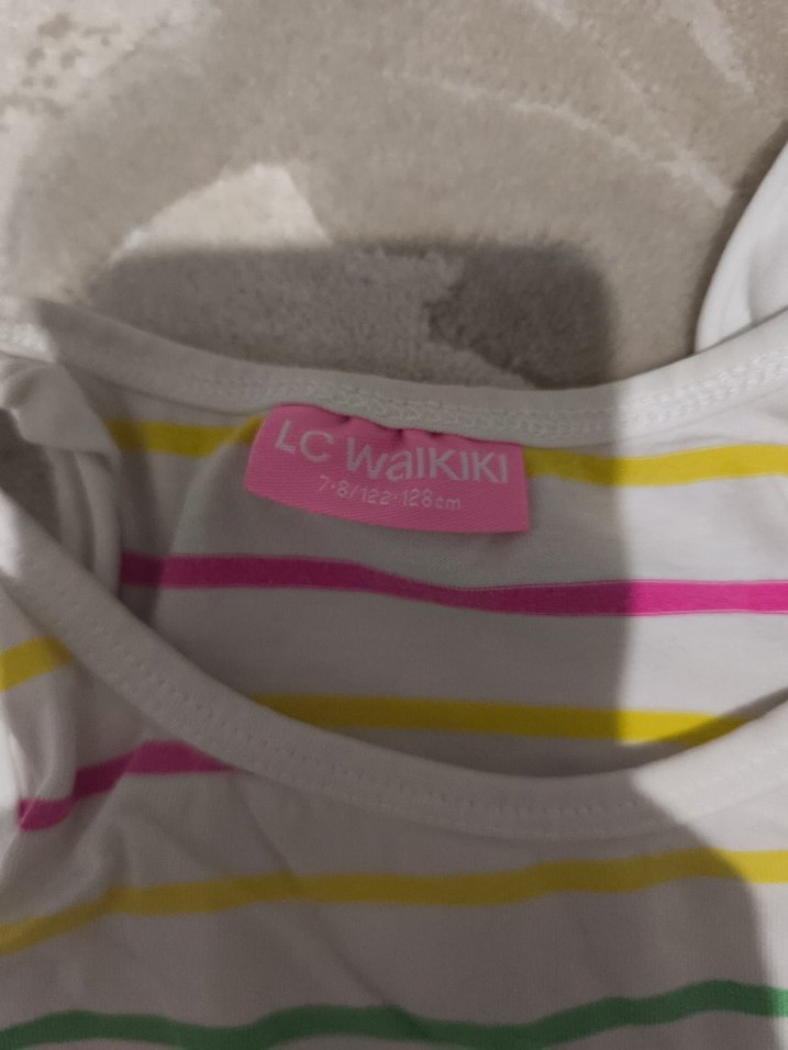 Renkli Çizgili Kız Çocuk tişört - Görsel 4