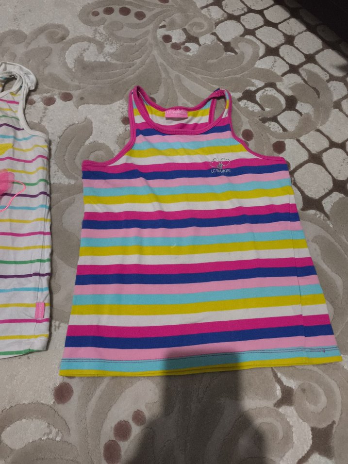 Renkli Çizgili Kız Çocuk tişört - Görsel 3