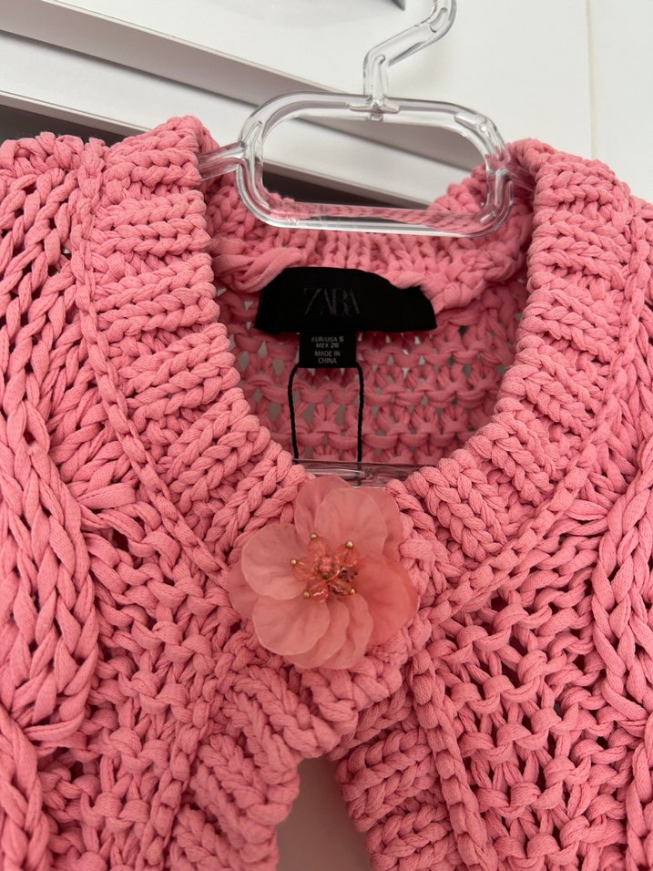 Pembe Örgü Süveter s beden - Görsel 2