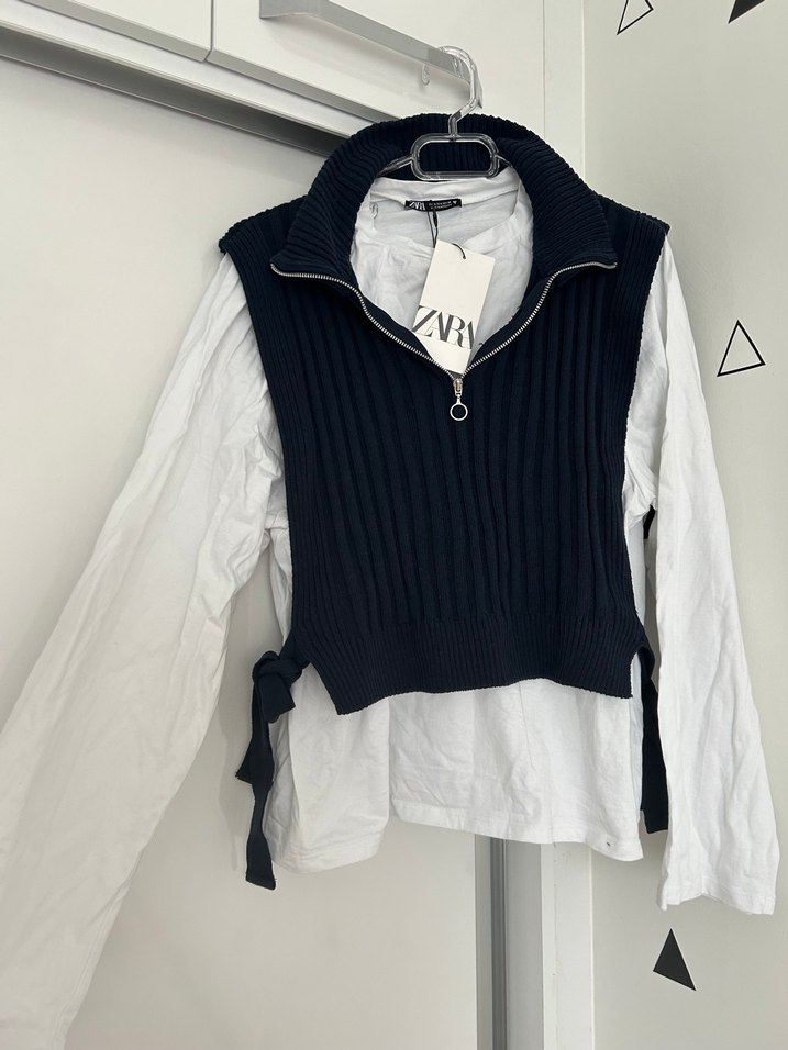 Fermuarlı, Yakalı, Salaş Kadın Süveter - Görsel 2